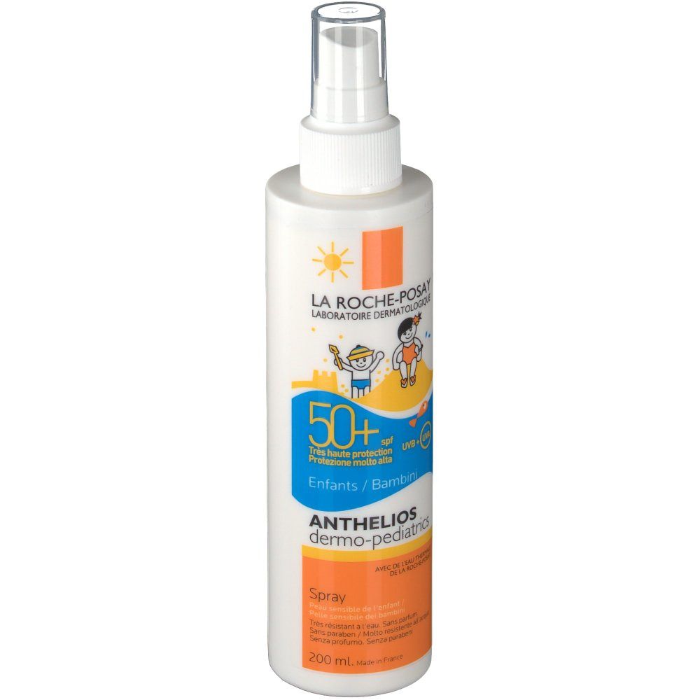 Spray La Roche-Posay Anthelios Dermo-Kids. Spray blanc avec SPF 50+ et illustrations. 200 ml.