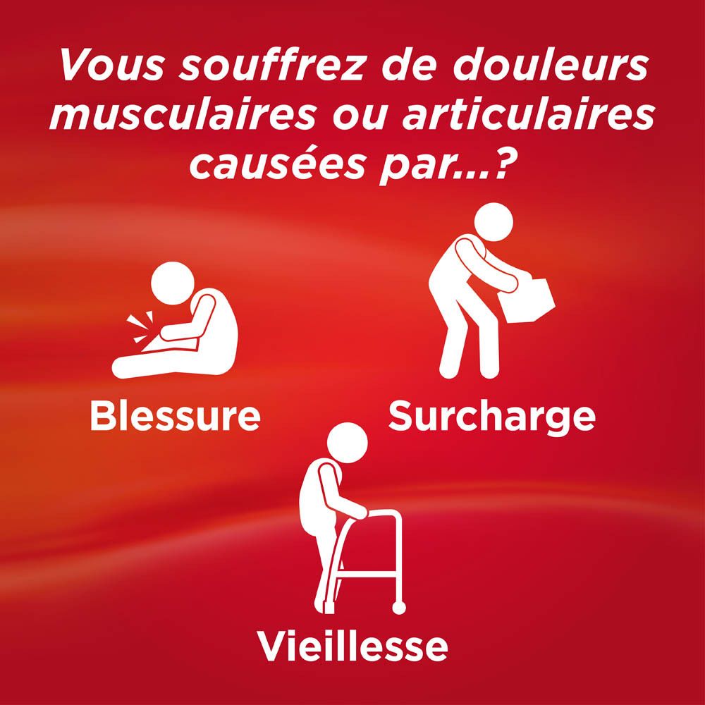 Causes de la douleur. Illustrations et texte sur fond rouge.