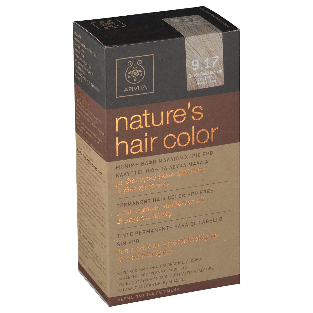 Apivita Coloration Capillaire N9.17 Blond Très Clair Cendre Beige