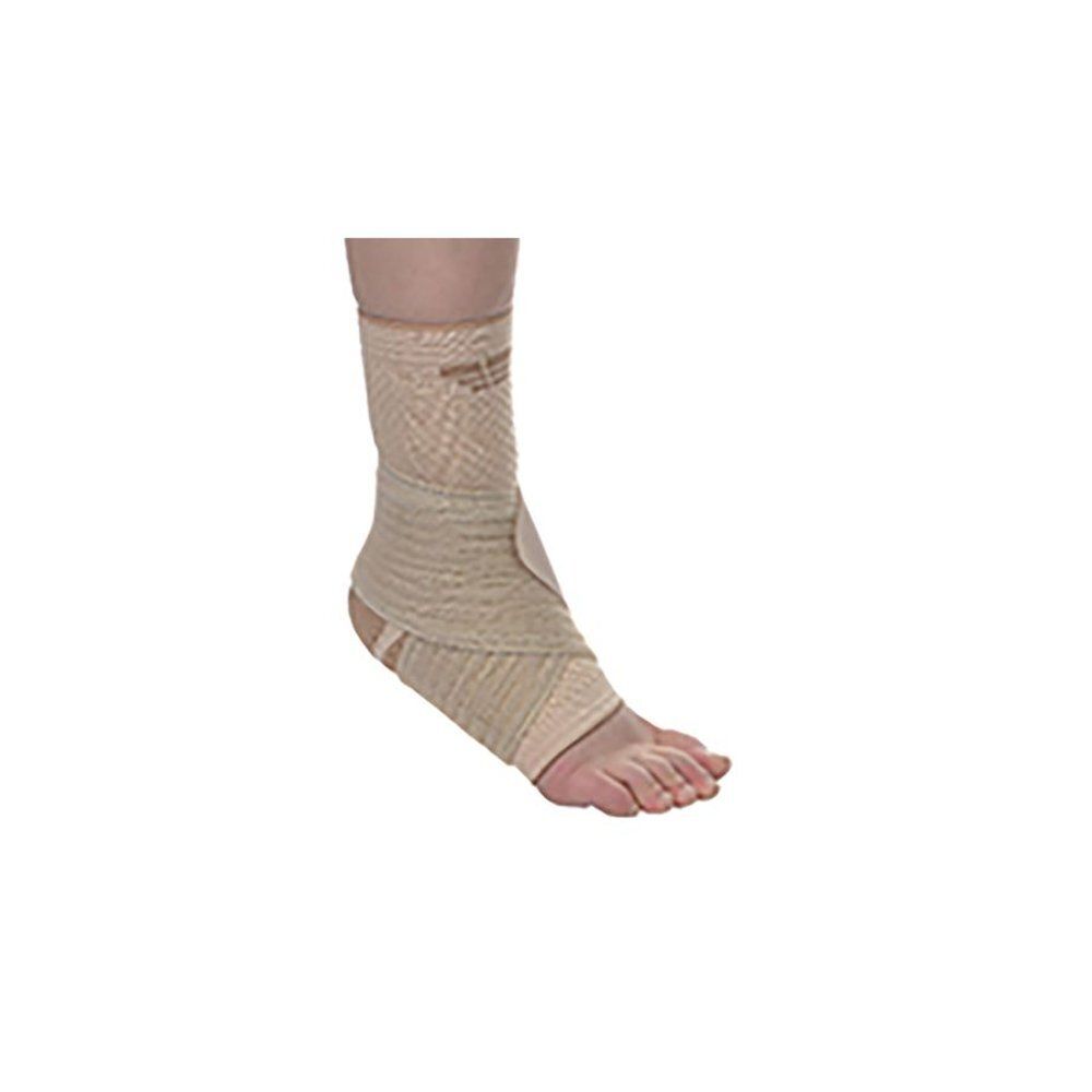 Attelle de cheville. Beige. Velcro. Nom du produit non visible.
