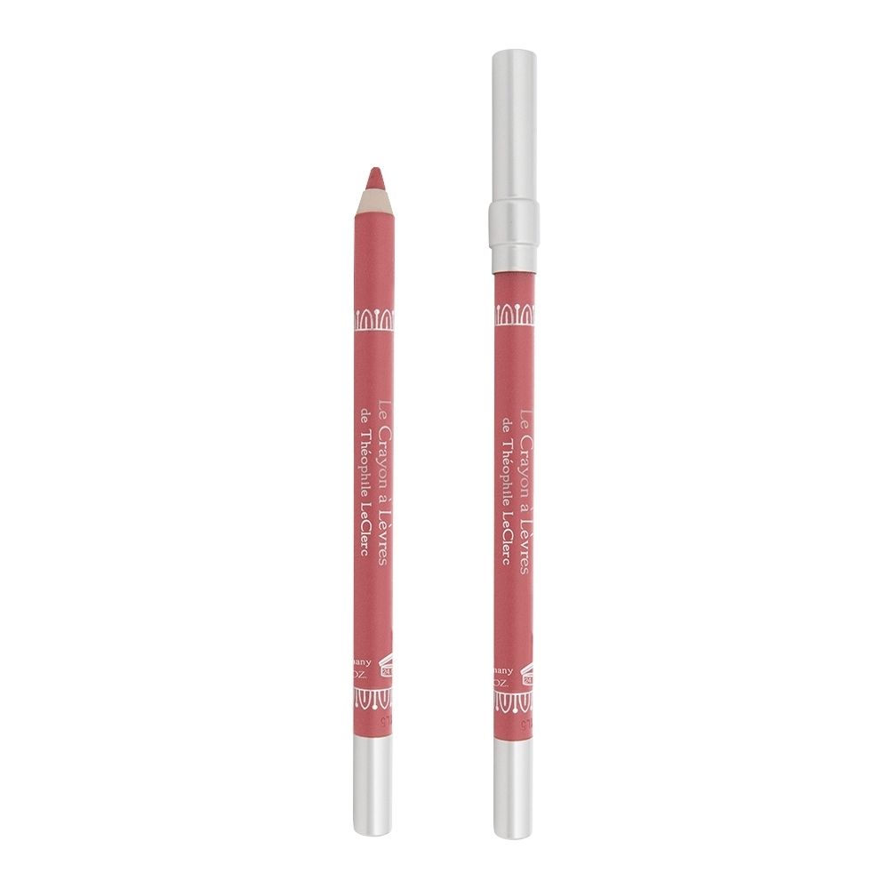 Crayon à lèvres et crayon contour des lèvres T.LeClerc assortis, couleur rose corail, capuchons argentés.