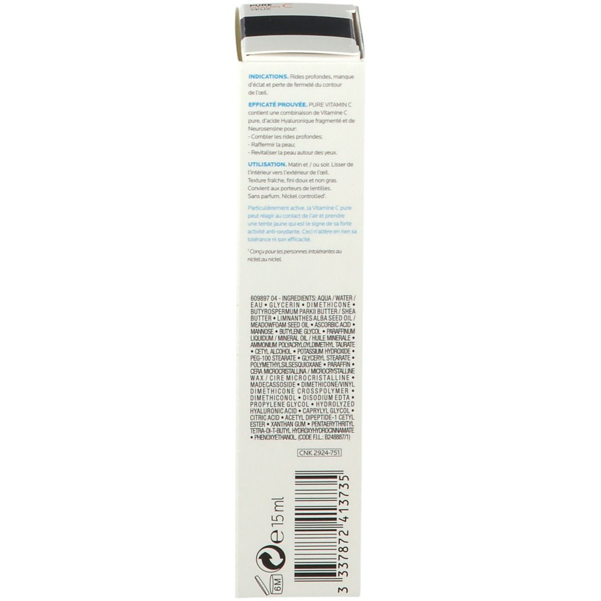 Pure Vitamin C Yeux anti-rides éclat à la vitamine C pure tube 15 ml