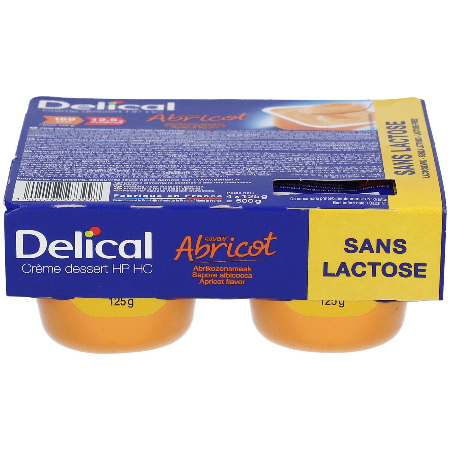 Delical Crème dessert HP HC sans lactose saveur abricot