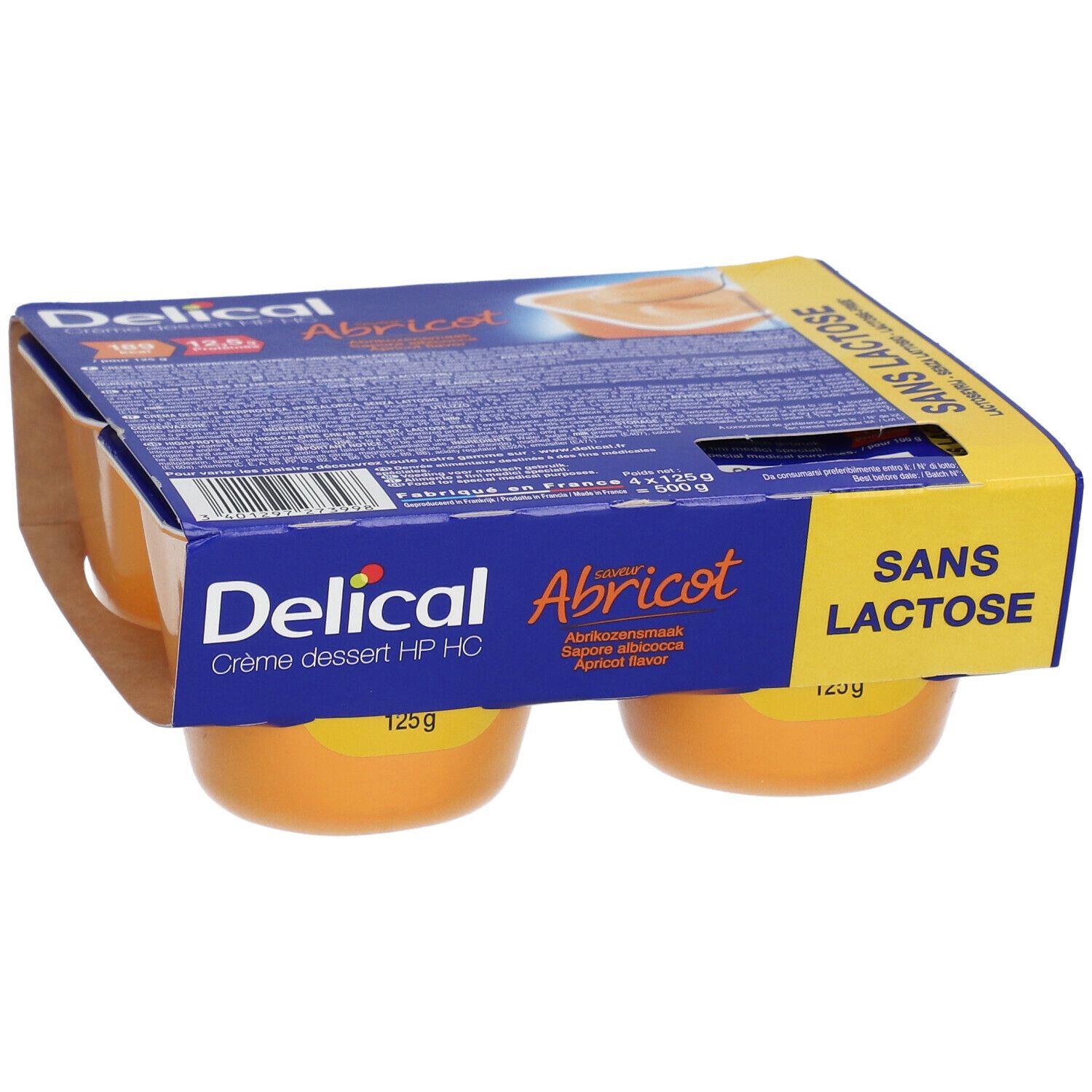 Delical Crème dessert HP HC sans lactose saveur abricot