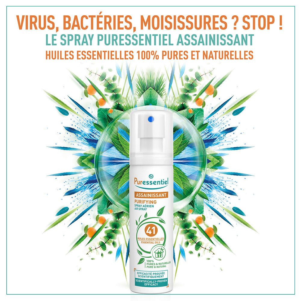 Puressentiel Spray Assainissant aux 41 Huiles Essentielles 500ml : Tous les  Produits Puressentiel Spray Assainissant aux 41 Huiles Essentielles 500ml  Pas Cher & Discount