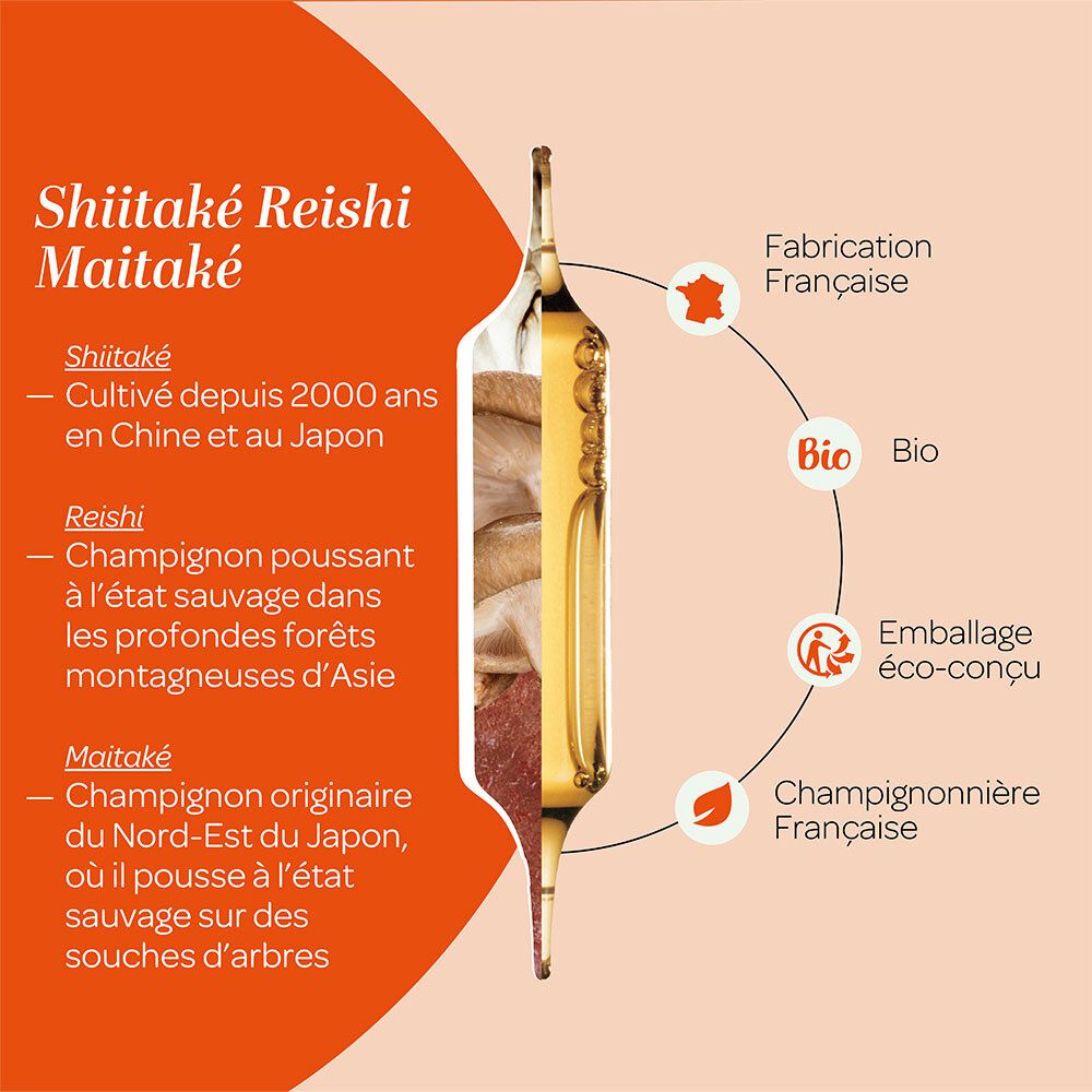 SUPERDIET Shiitake Reishi Mait Bio - 20 ampoules de 10 ml