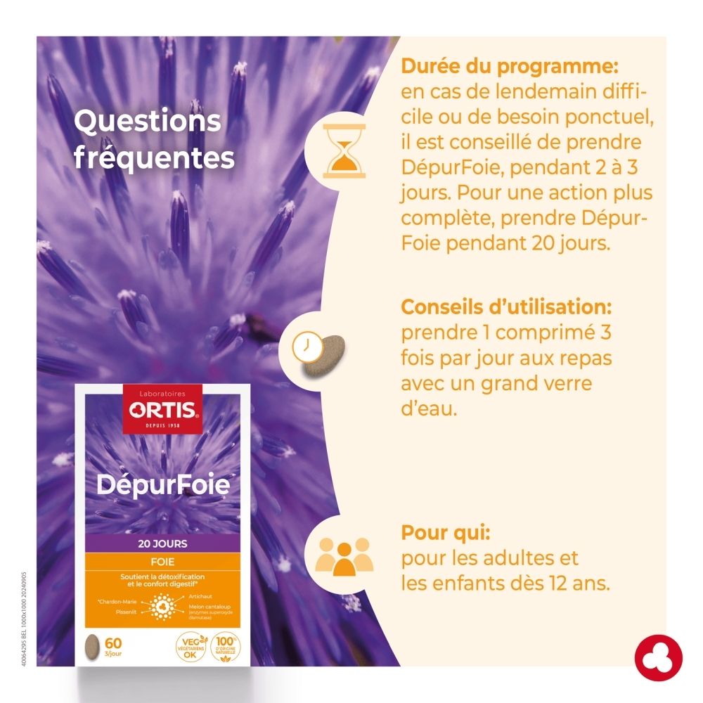 Boîte Ortis DépurFoire de 60 gélules, cure de 20 jours, pour le soutien du foie et de la digestion.