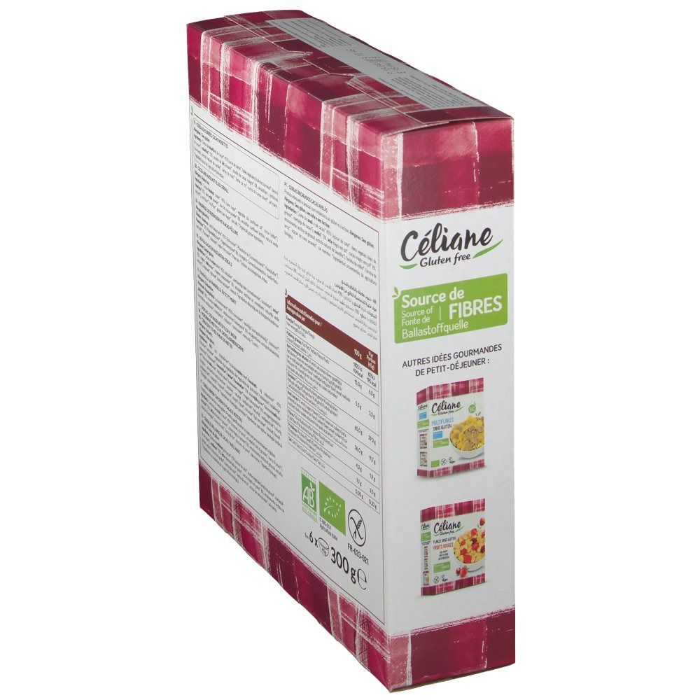 Celiane Céréales bio fourées cacao/noisette sans gluten