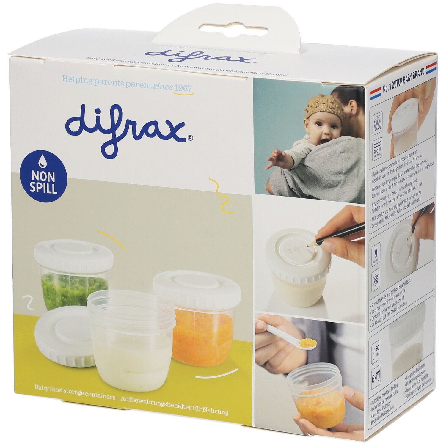 Difrax  Pots de conservation lait maternel + aliments bébés