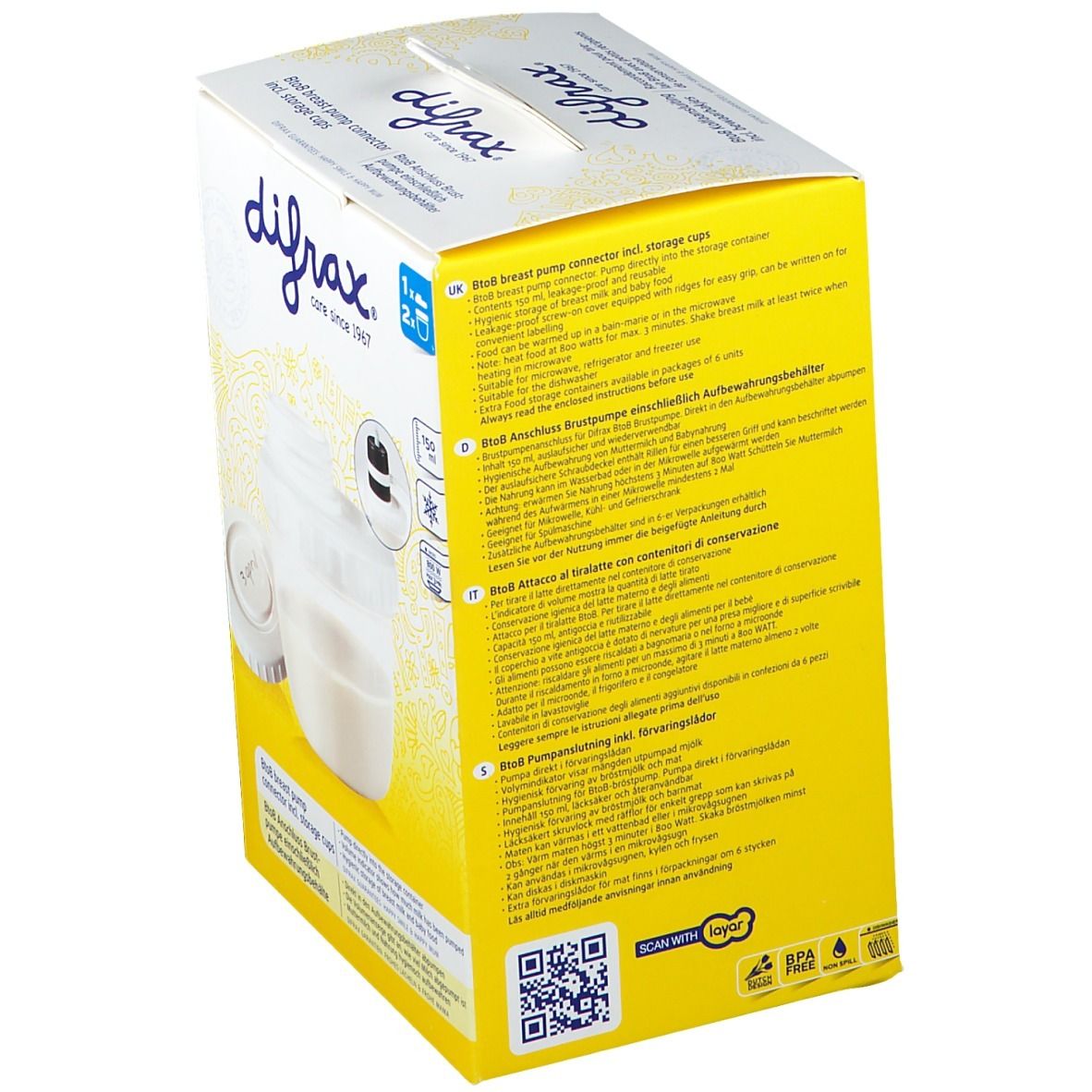 Difrax Raccordement pour tire-lait avec petit récipient de conservation