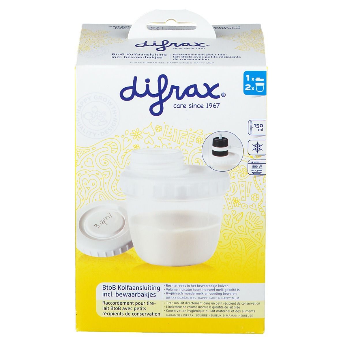 Difrax Raccordement pour tire-lait avec petit récipient de conservation