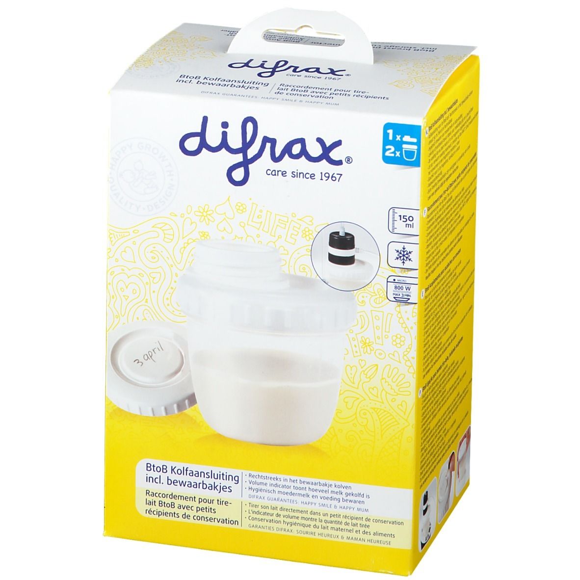 Difrax Raccordement pour tire-lait avec petit récipient de conservation