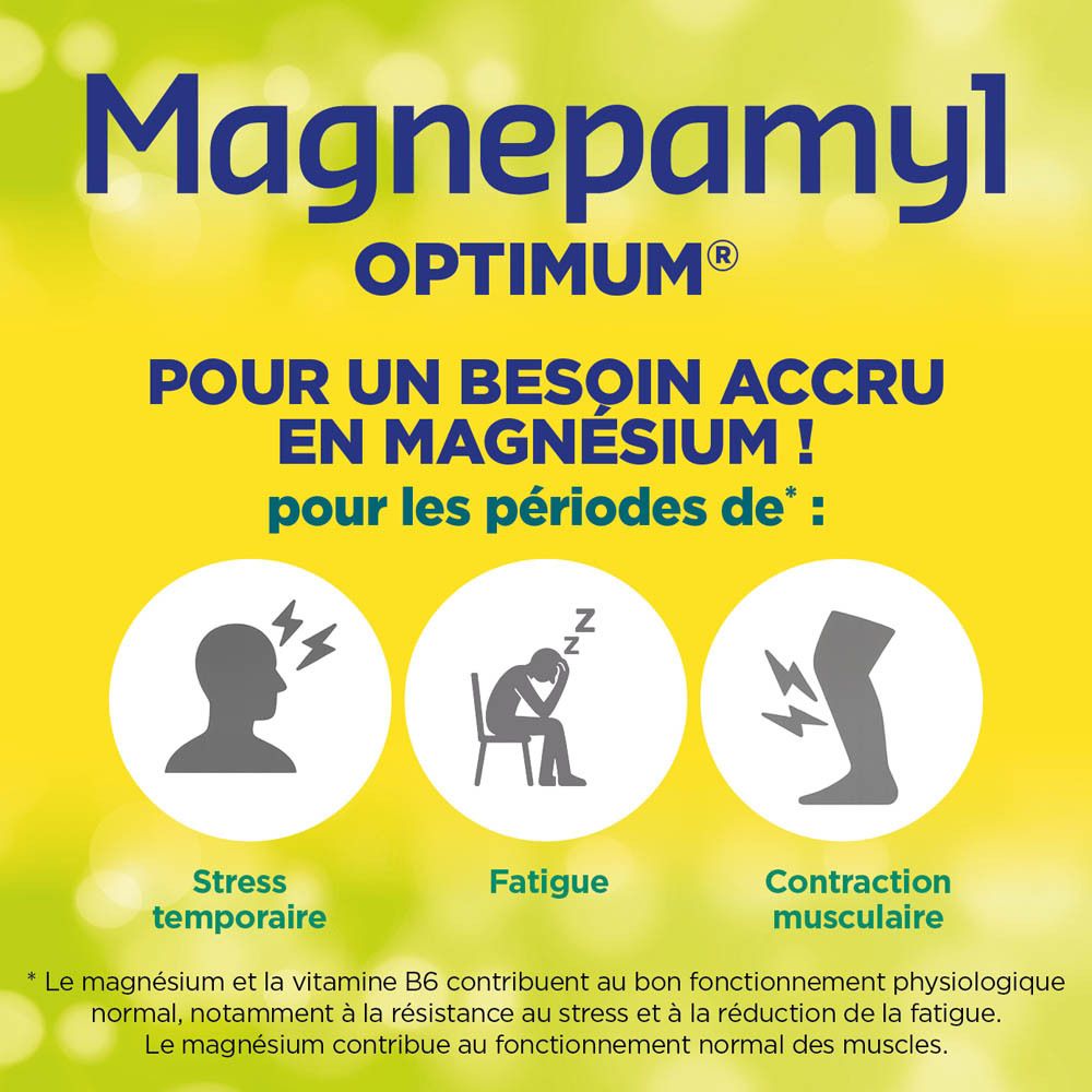 Magnepamyl® Optimum. 450 mg. Dose: 1 stick dans 200 ml d'eau. Arôme: Orange. Complément alimentaire.