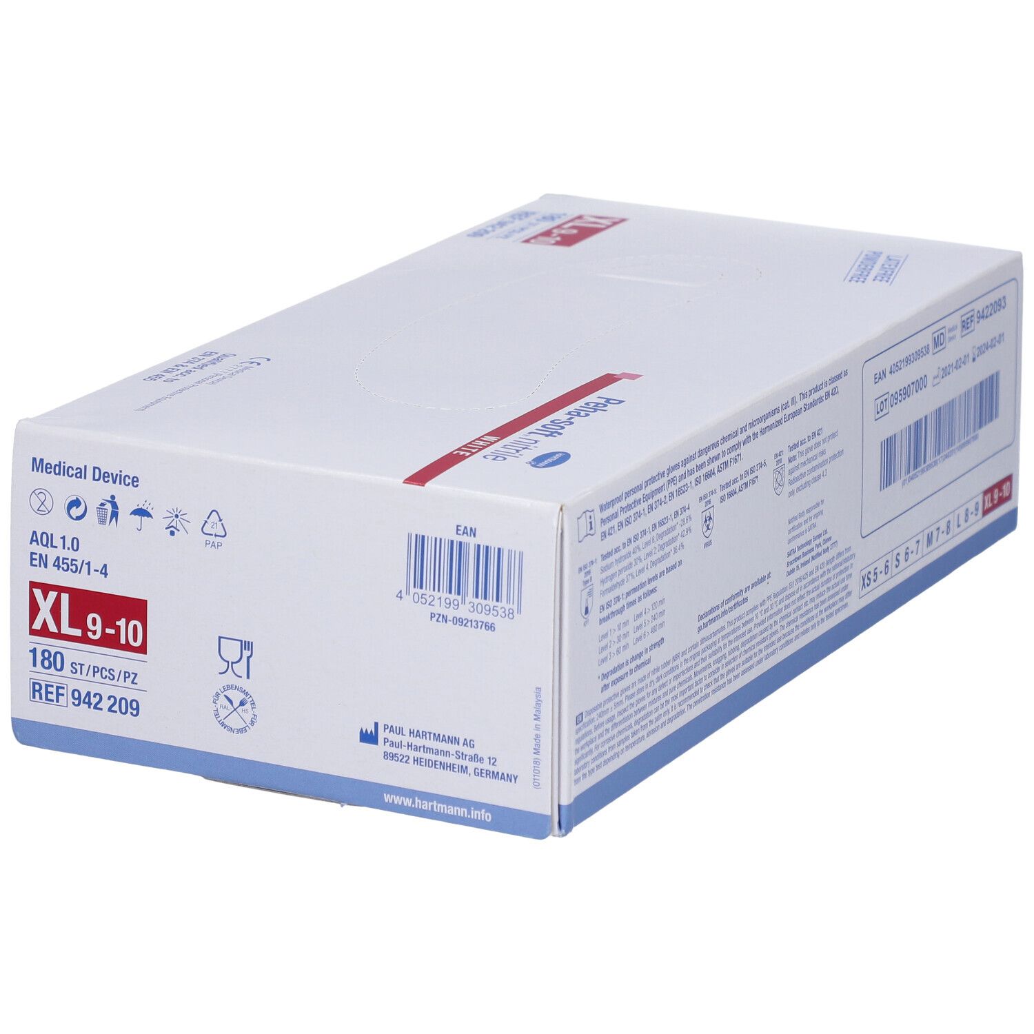 Emballage de gants Peha-soft nitrile. Taille XL 9-10. Dispositif médical. AQL 1.0. EN 455/1-4.