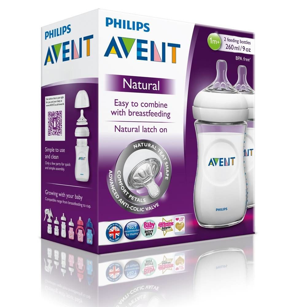 AVENT Biberon Natural 2 x 260 ml 1+ mois