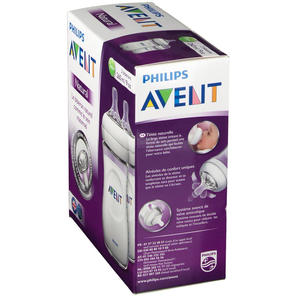 AVENT Biberon Natural 2 x 260 ml 1+ mois