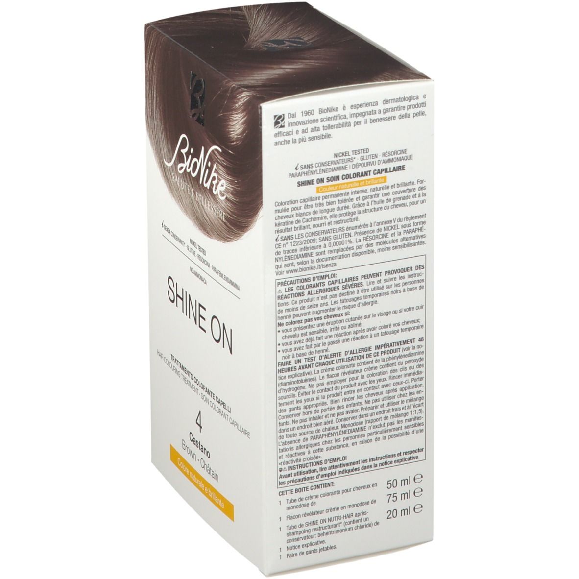 BioNike SHINE ON 4 Châtain Soin colorant capillaire