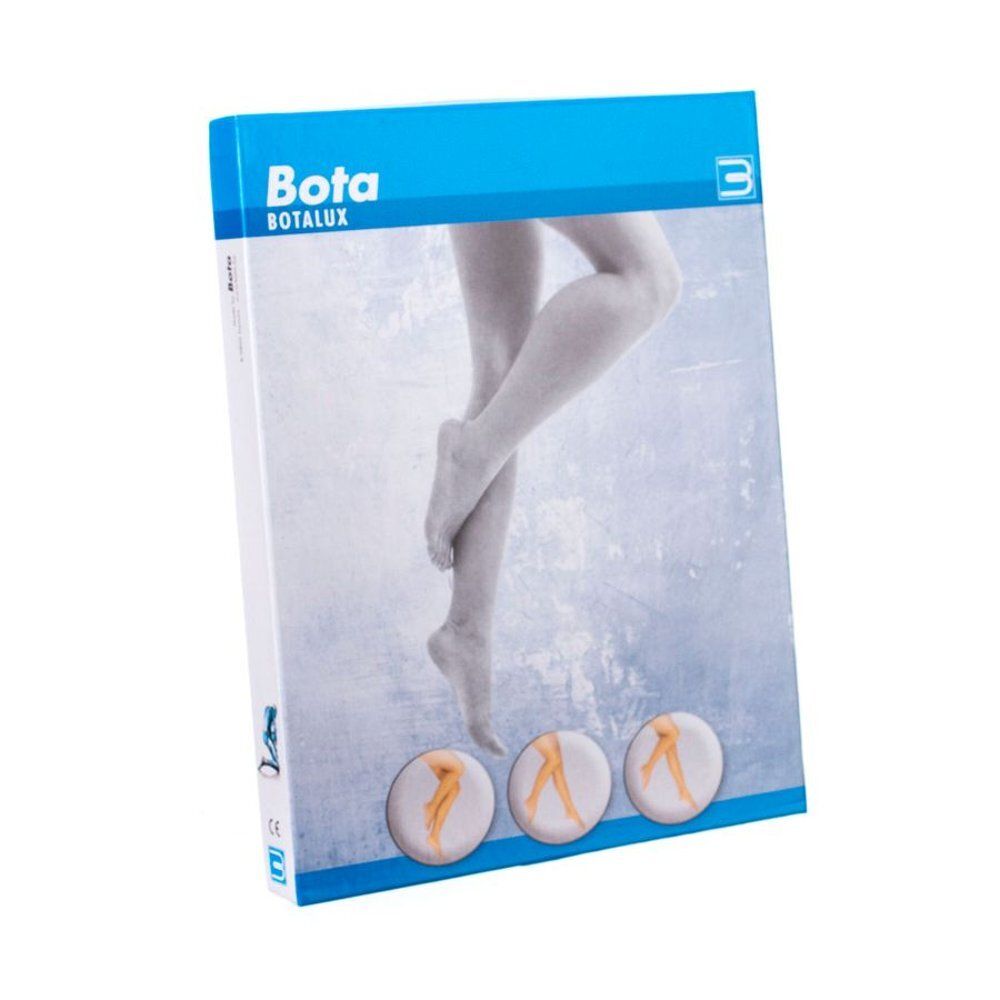 Vue latérale de la boîte Botalux. Boîte bleue et blanche avec images du produit.