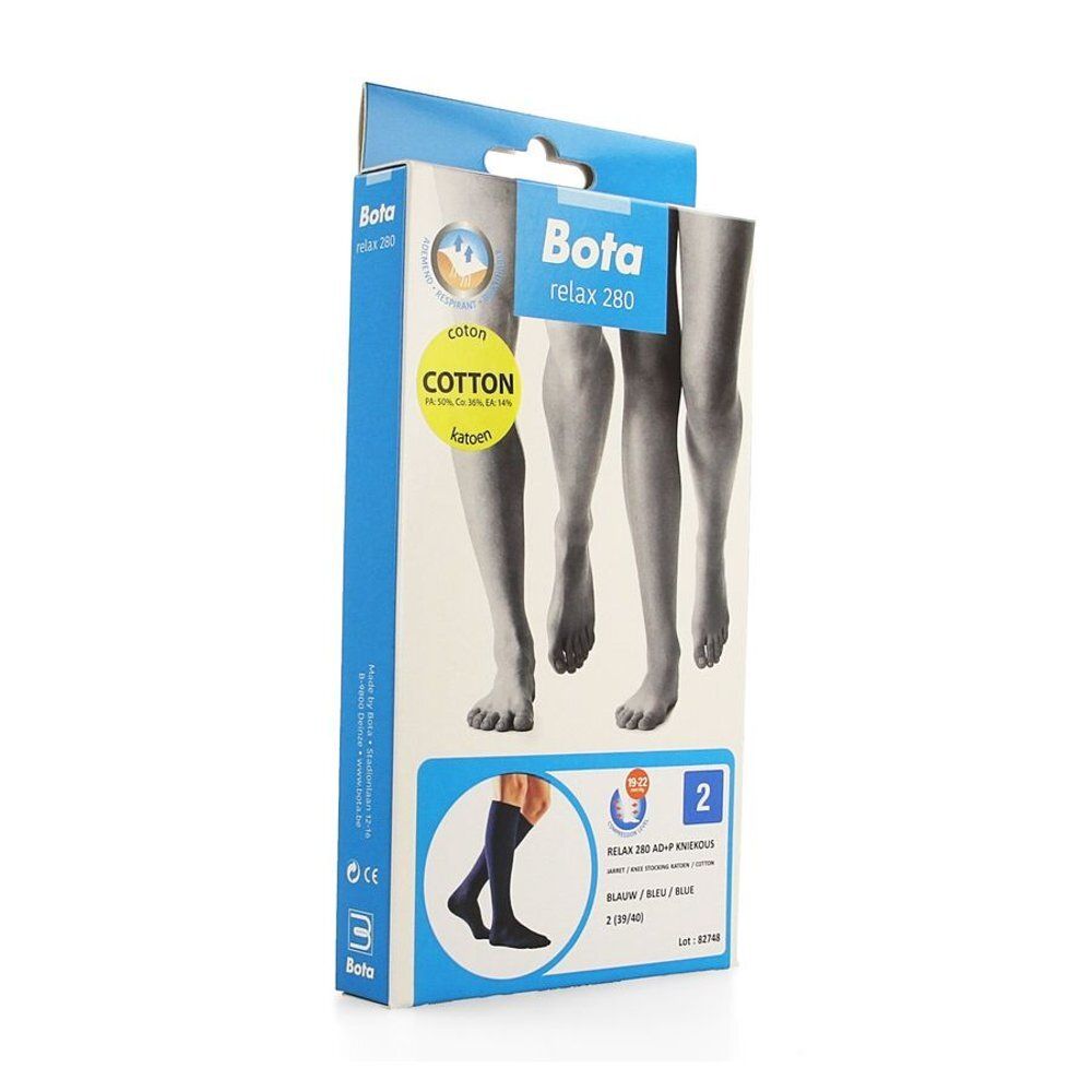 Emballage Bota relax 280. Bas genou bleus. Taille 2. Coton.
