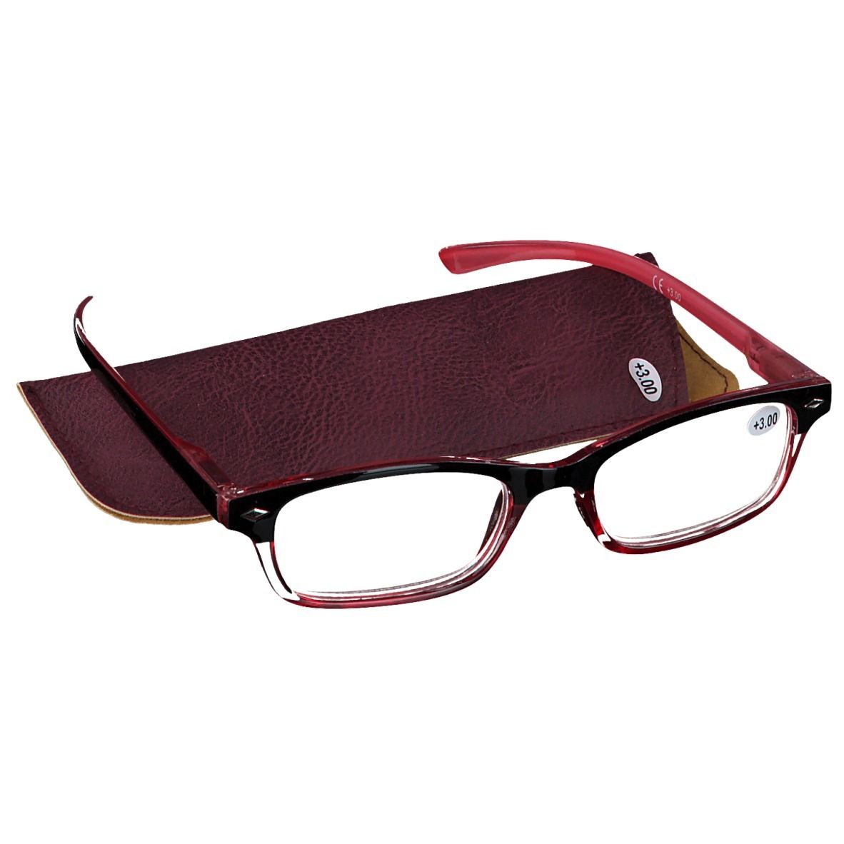pharmaGLASSES® Lunettes de lecture Rouge +3.00