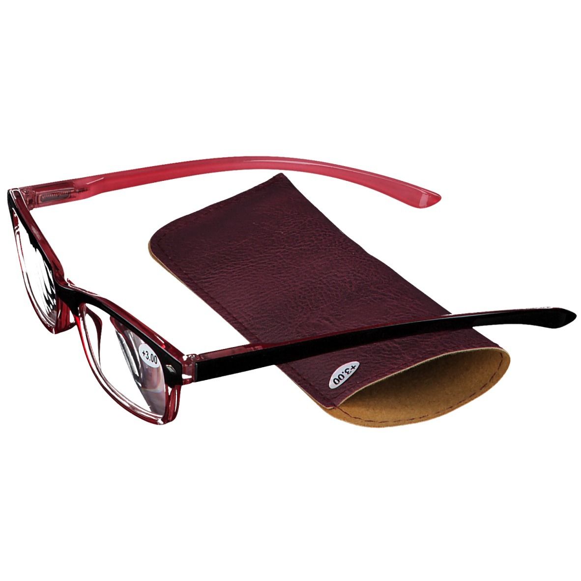 pharmaGLASSES® Lunettes de lecture Rouge +3.00