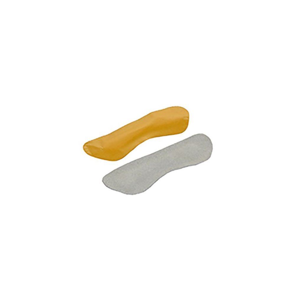 Deux semelles intérieures, une beige, une grise, avec dessous antidérapant. Forme pour le talon.