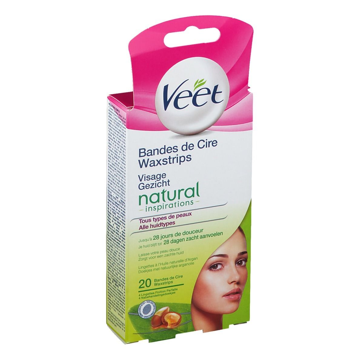Veet natural inspiration™ Bandes de cire Visage 20 pc(s) Redcare Pharmacie