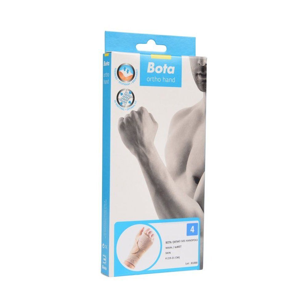 Boîte Bota Ortho Handpolsband 505 Skin, taille 4. Image d'un bras avec bandage.