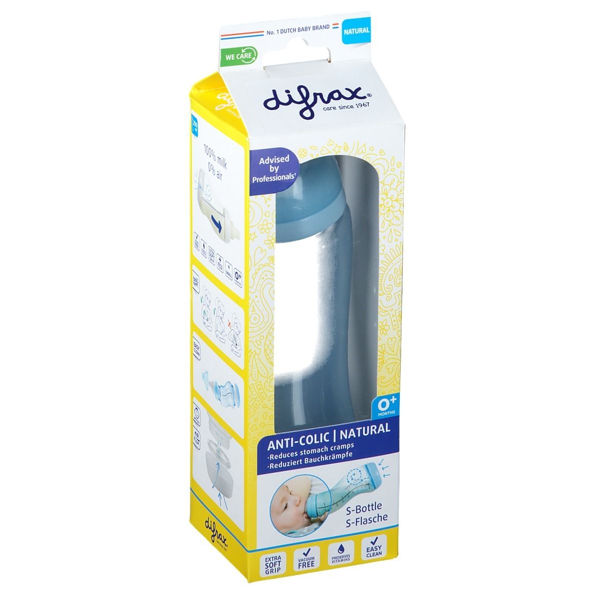 Difrax® Biberon-S Naturel Boy 0+ mois 250 ml