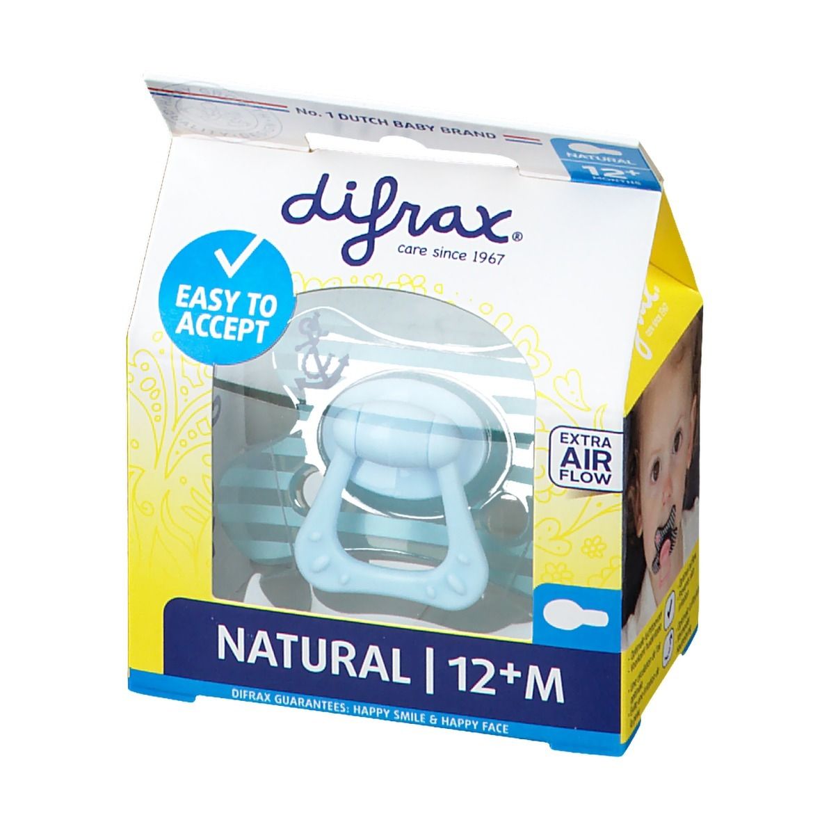 Difrax® Sucette Natural Boy +12 Mois (Couleur non sélectionnable)