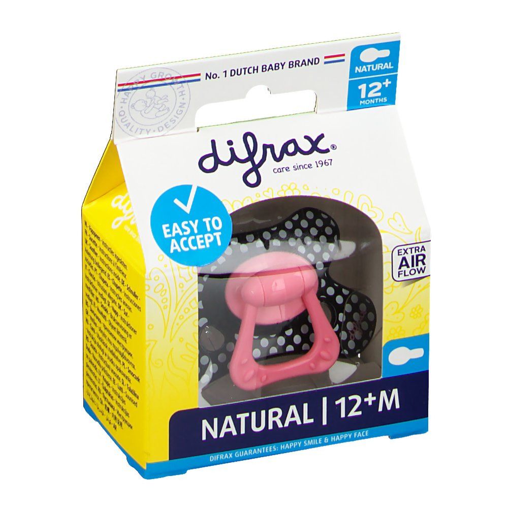Difrax® Sucette Natural Girl +12 Mois (Couleur non sélectionnable)
