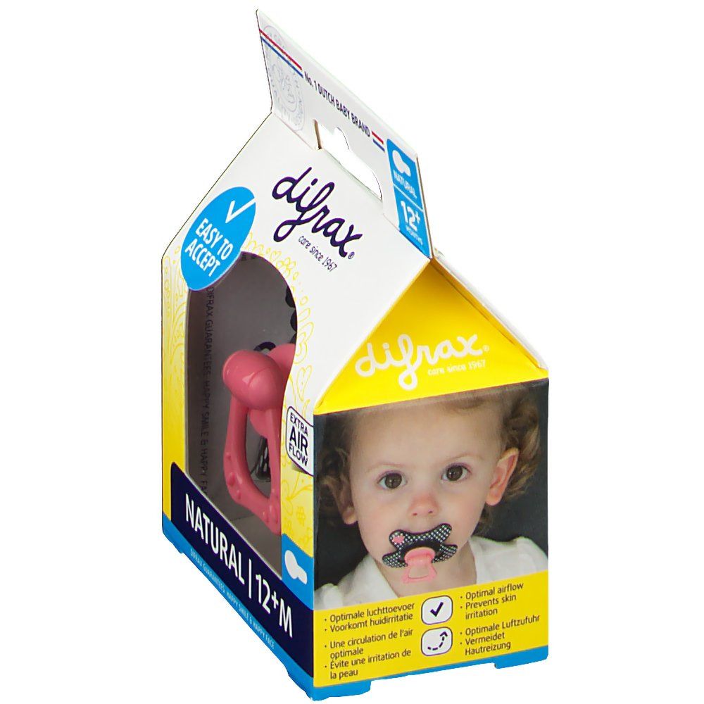 Difrax® Sucette Natural Girl +12 Mois (Couleur non sélectionnable)
