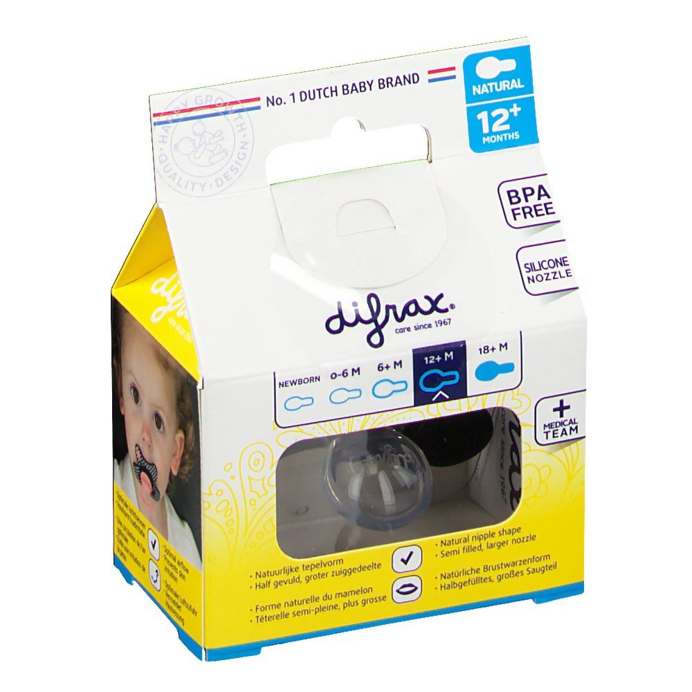 Difrax® Sucette Natural Girl +12 Mois (Couleur non sélectionnable)