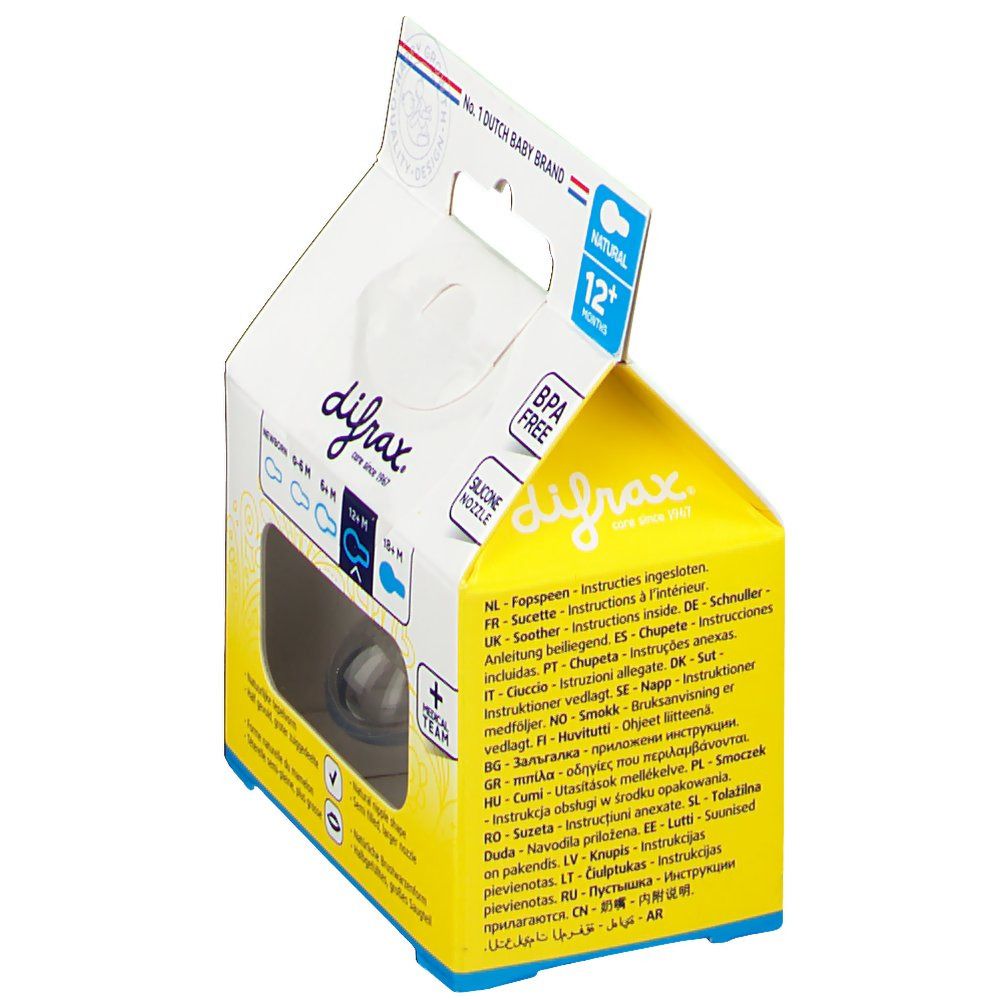 Difrax® Sucette Natural Girl +12 Mois (Couleur non sélectionnable)
