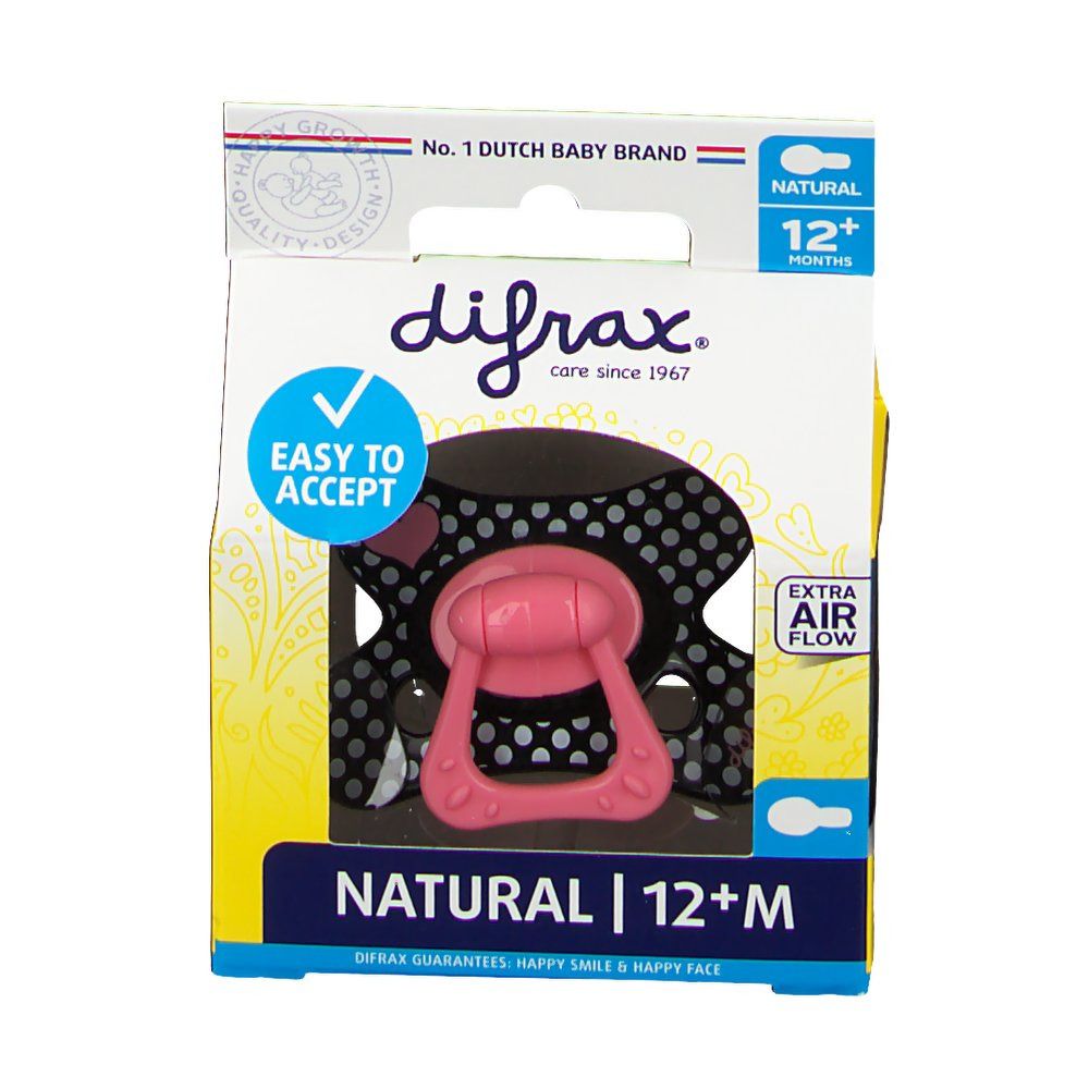 Difrax® Sucette Natural Girl +12 Mois (Couleur non sélectionnable)