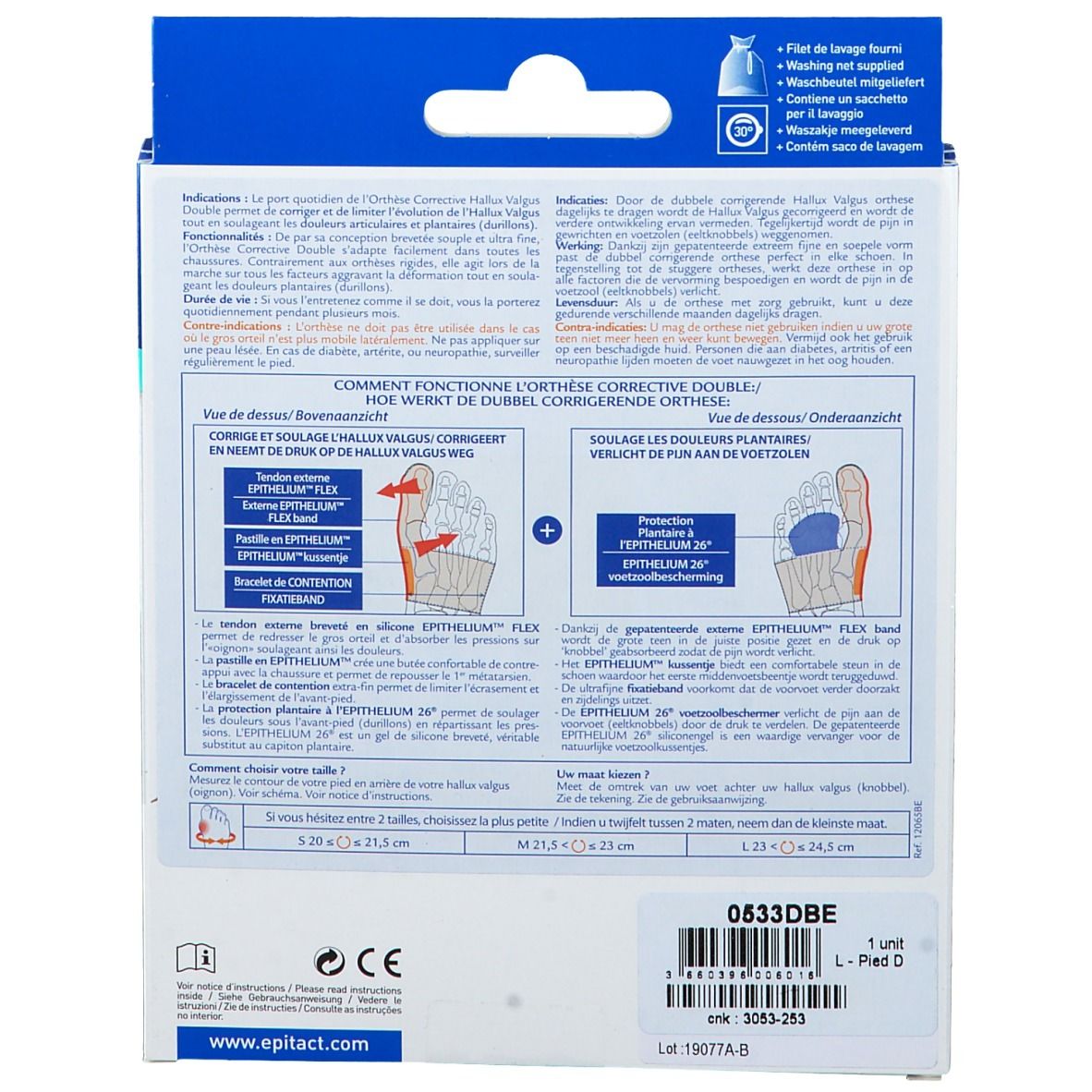 Epitact® Orthèse Corrective de Jour pour Hallux Valgus « Oignon » & Durillons Droite Large