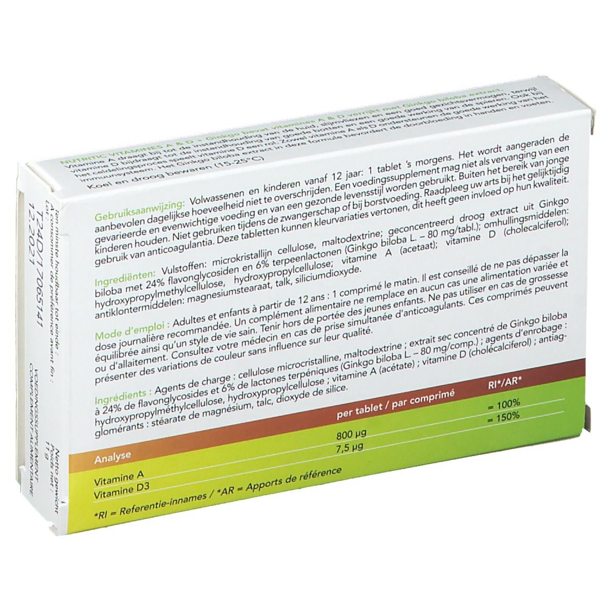 Nutritic Vitamines A&D Ginkgo