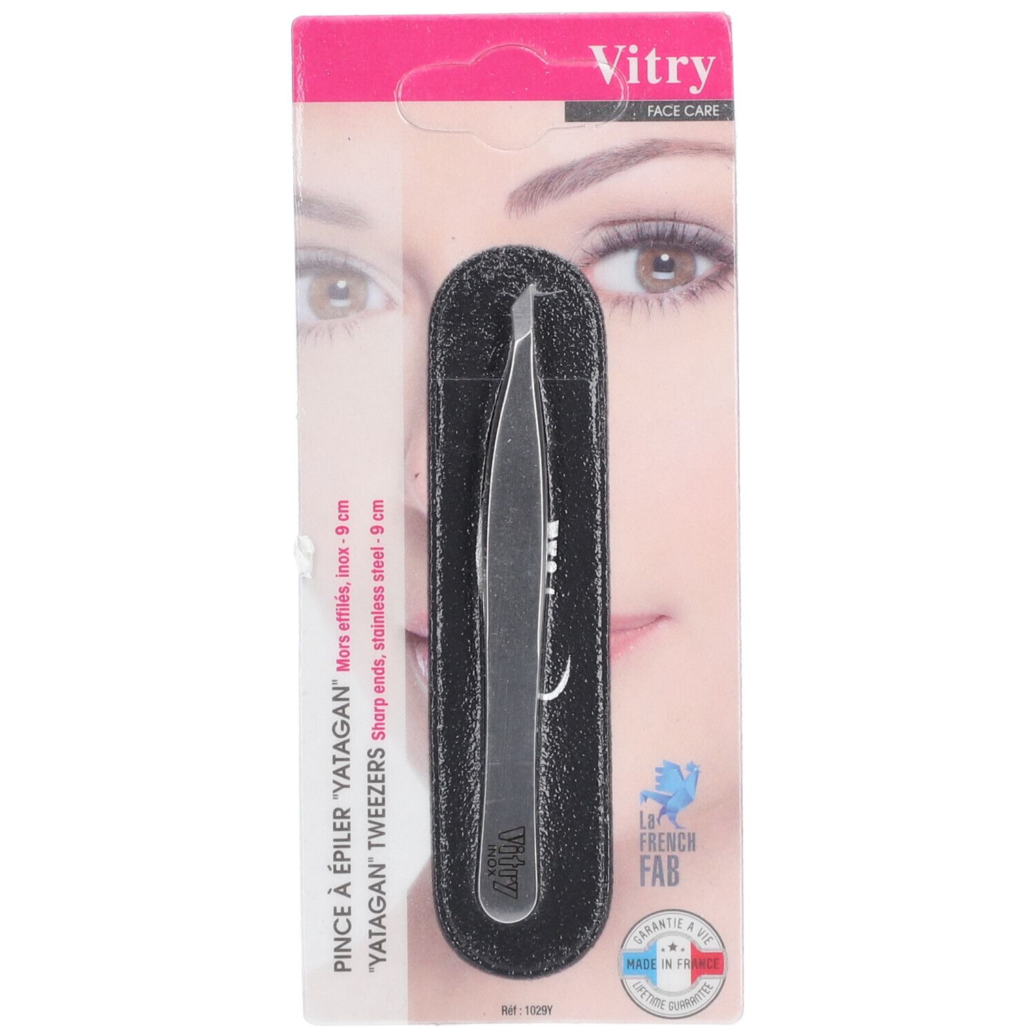 Vitry Pince à épiler 'Yatagan' pointes effilées, inox, 9 cm.