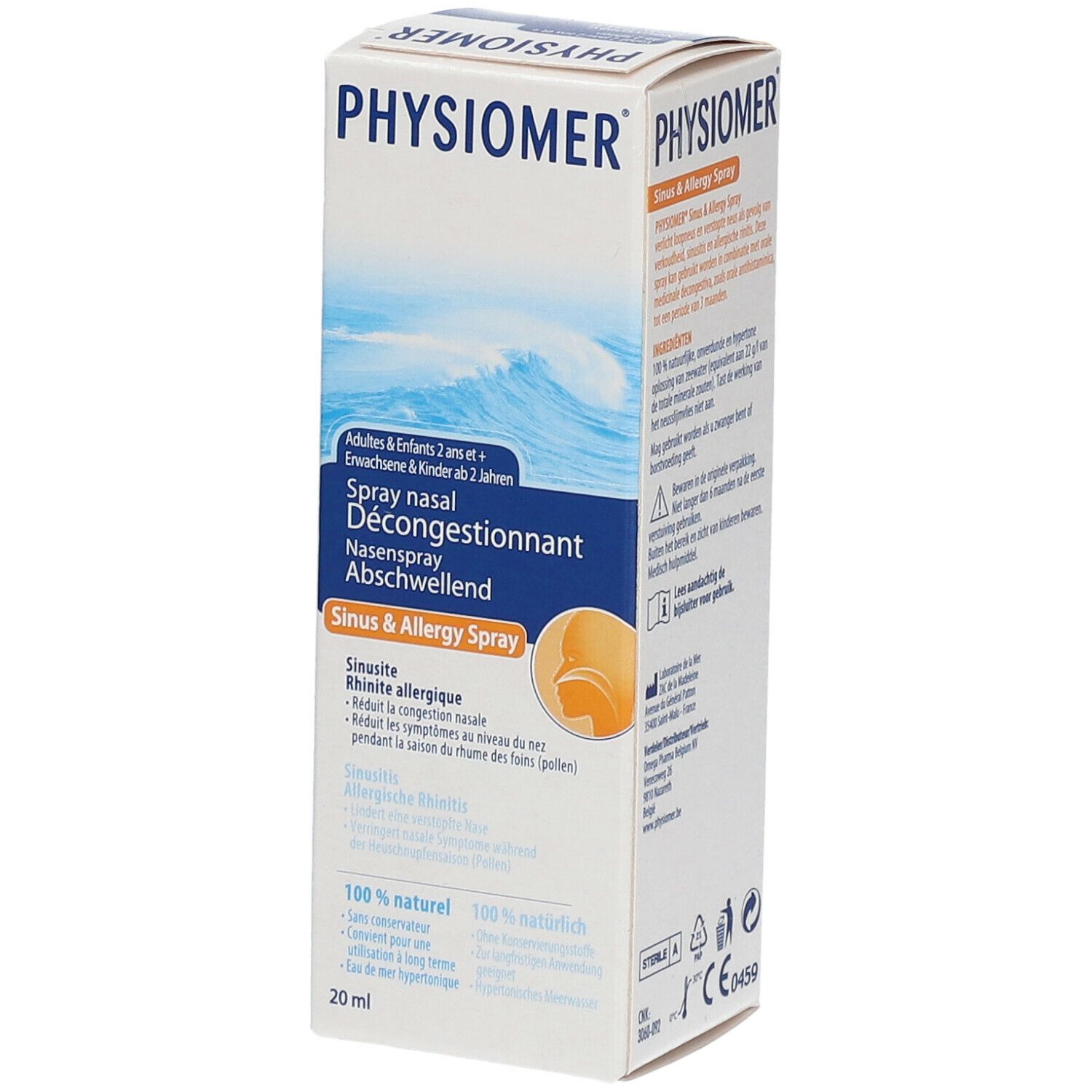 Physiomer Sinus & Allergie Pocket Spray Nasal Décongestionnant 20ml
