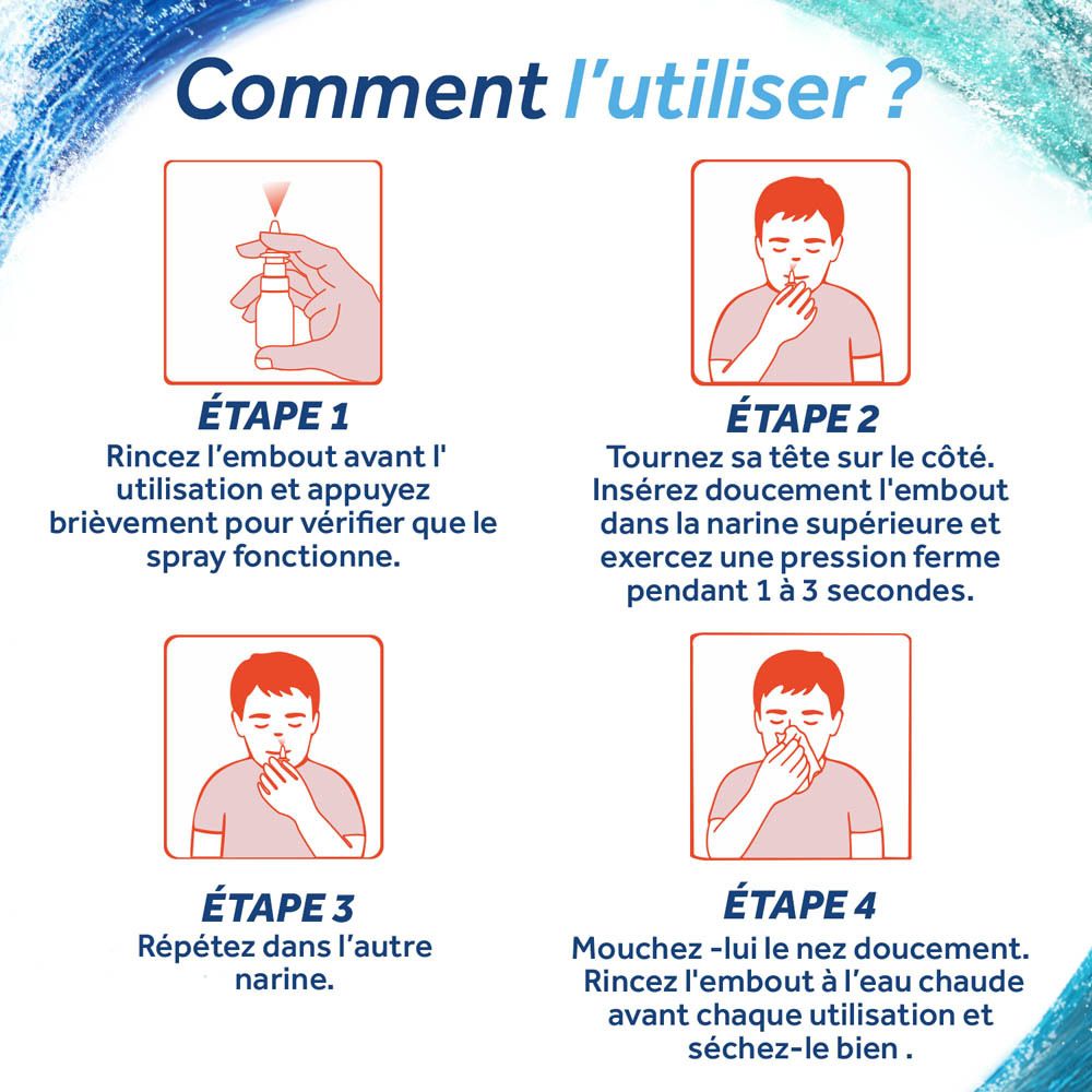 PHYSIOMER Sinus & Allergy Spray Nasenspray. Vue latérale de l'emballage avec inscription française.