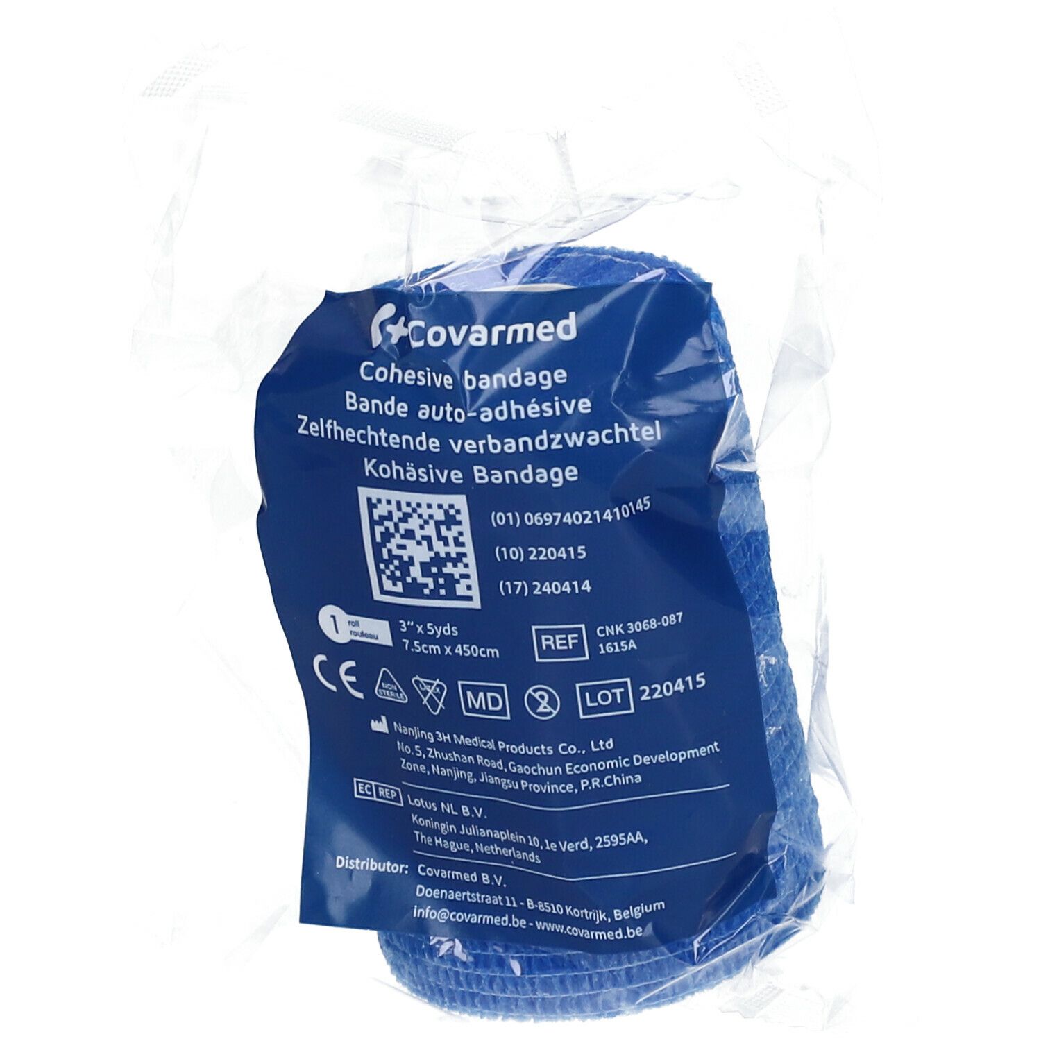Covarmed Bande Cohésive 7.5 cm x 4.5 m Bleu