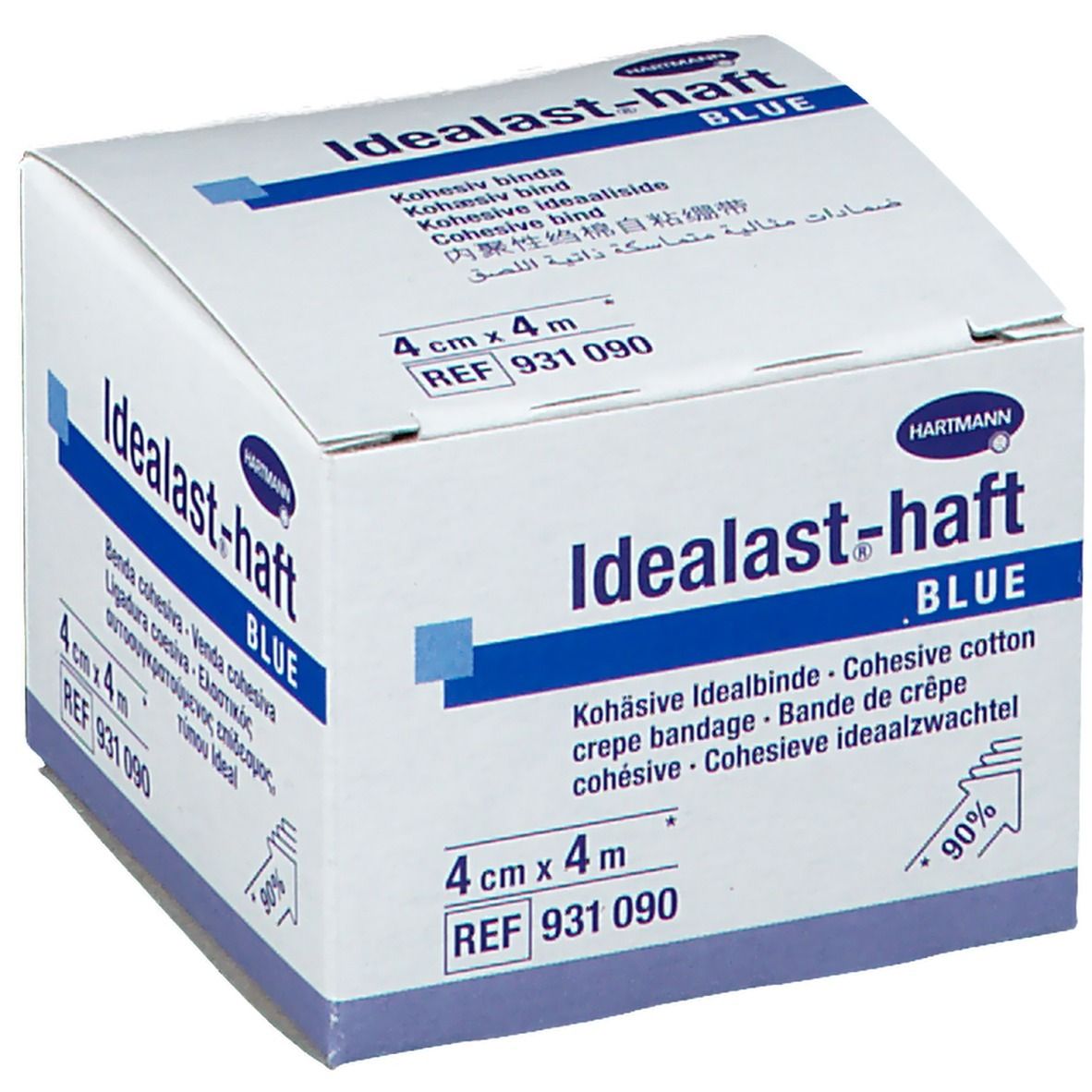 Boîte de bandage cohésif bleu Idealast-haft, 4 cm x 4 m. Marque Hartmann.