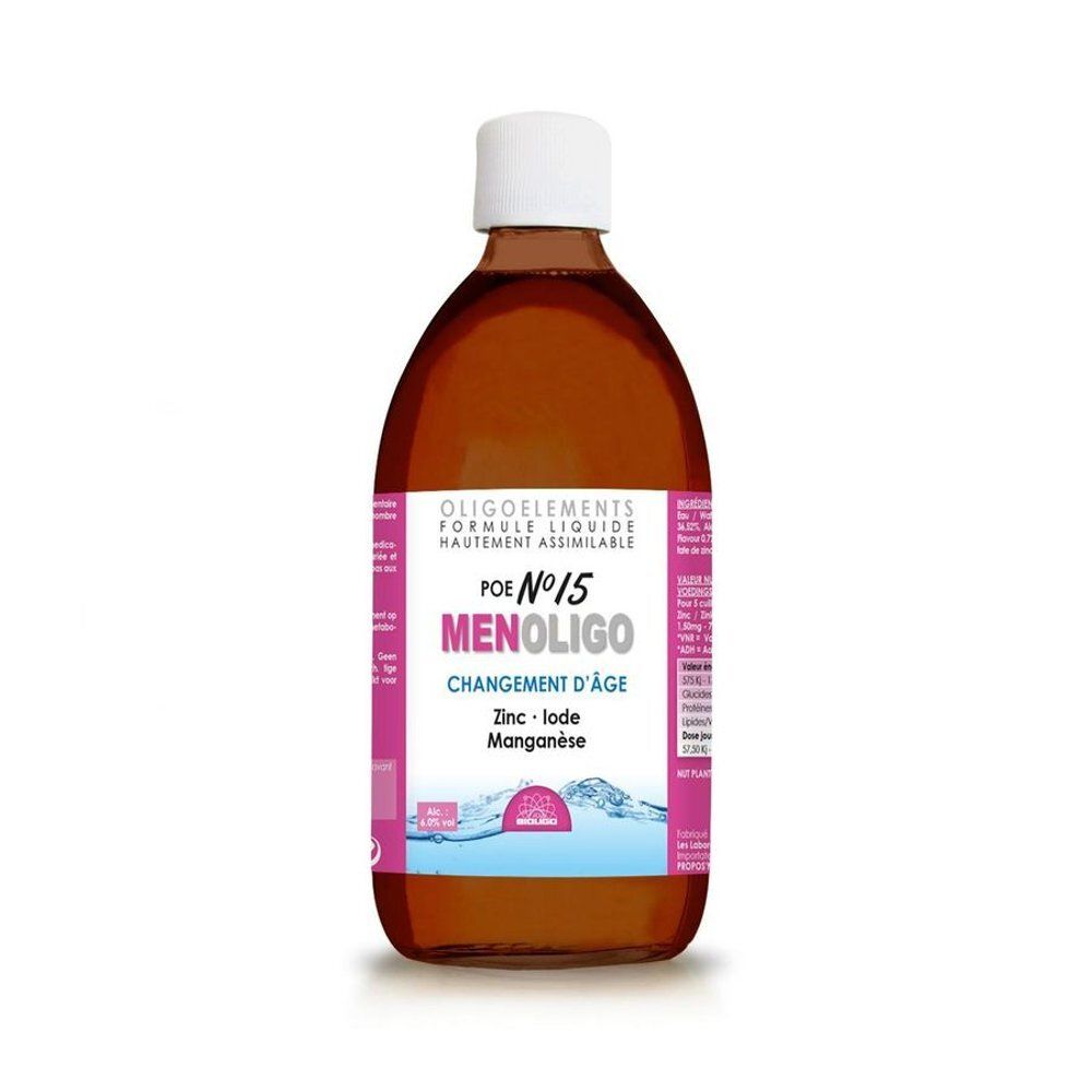 Arrière d'une bouteille en verre brun avec bouchon à vis blanc. Étiquette avec informations détaillées et une croix suisse.