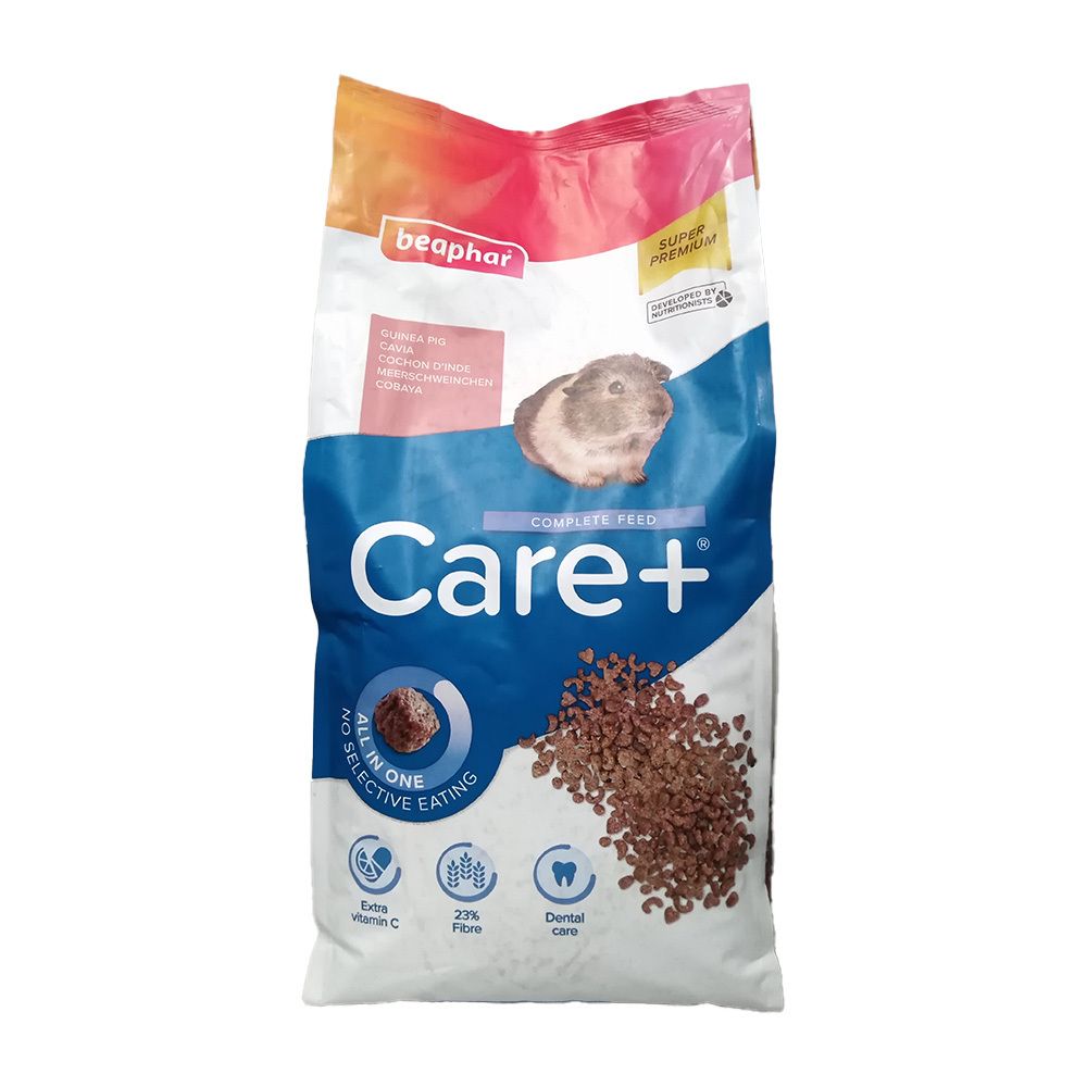 Sac Beaphar Care+ Cavia 5kg de nourriture pour cochons d'Inde. Contient de la vitamine C, des fibres et des soins dentaires.