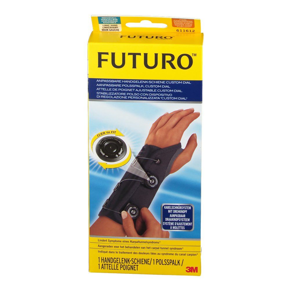 3M™ FUTURO™ Attelle De Poignet Ajustable Custom Dial, Main gauche, Réglable