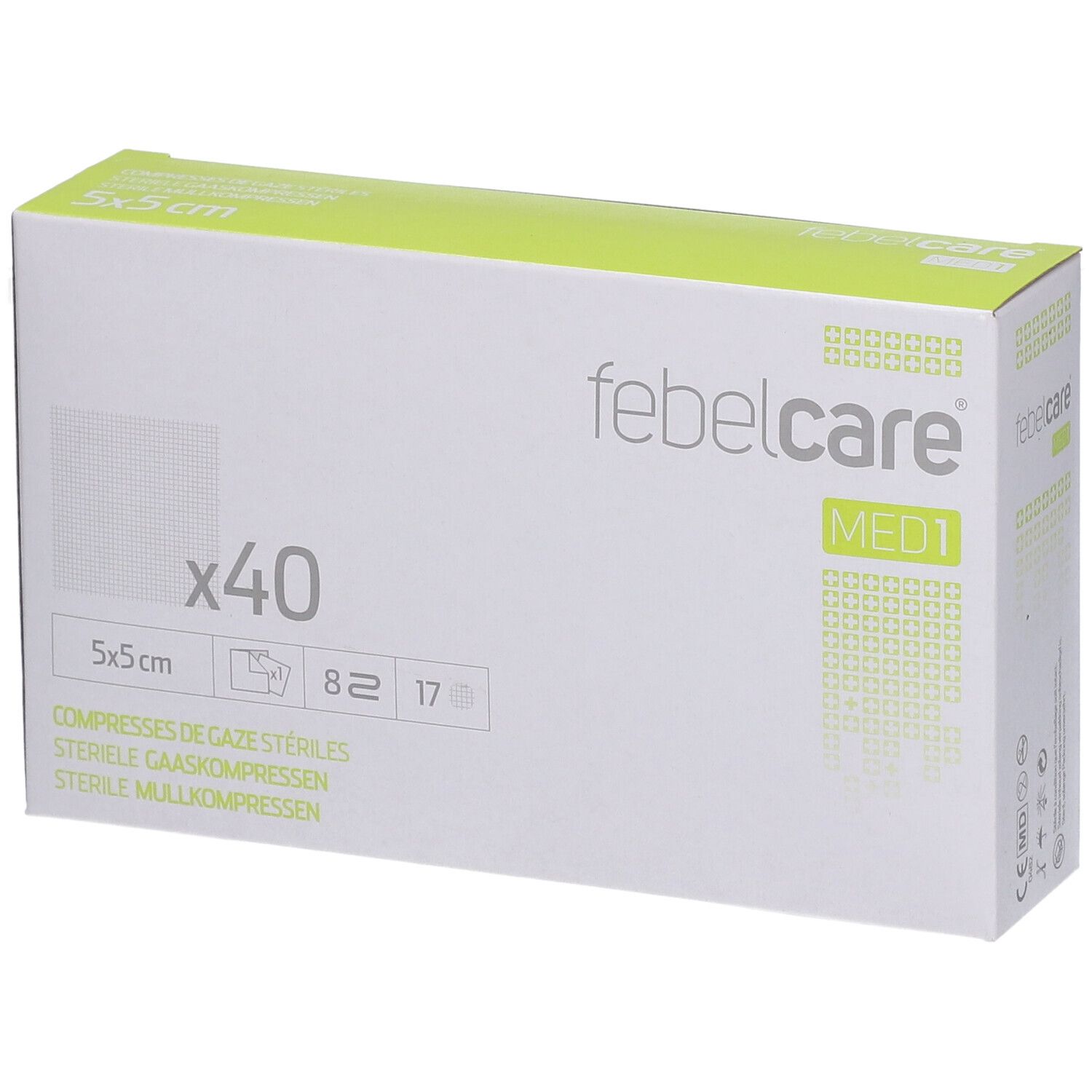 Febelcare® MED1 Compresses de gaze stériles 5 x 5 cm