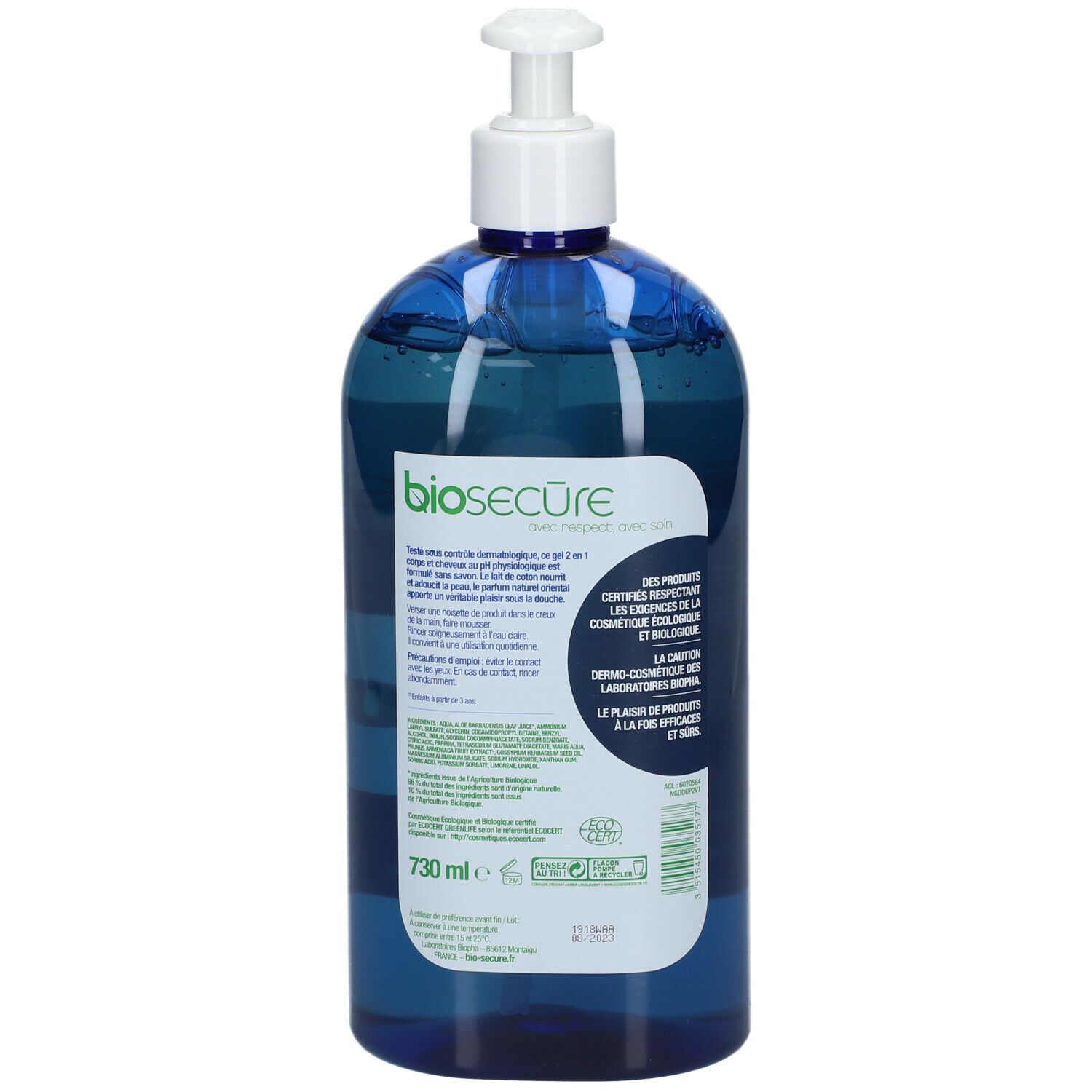biosecure GEL CORPS ET CHEVEUX Au lait de coton