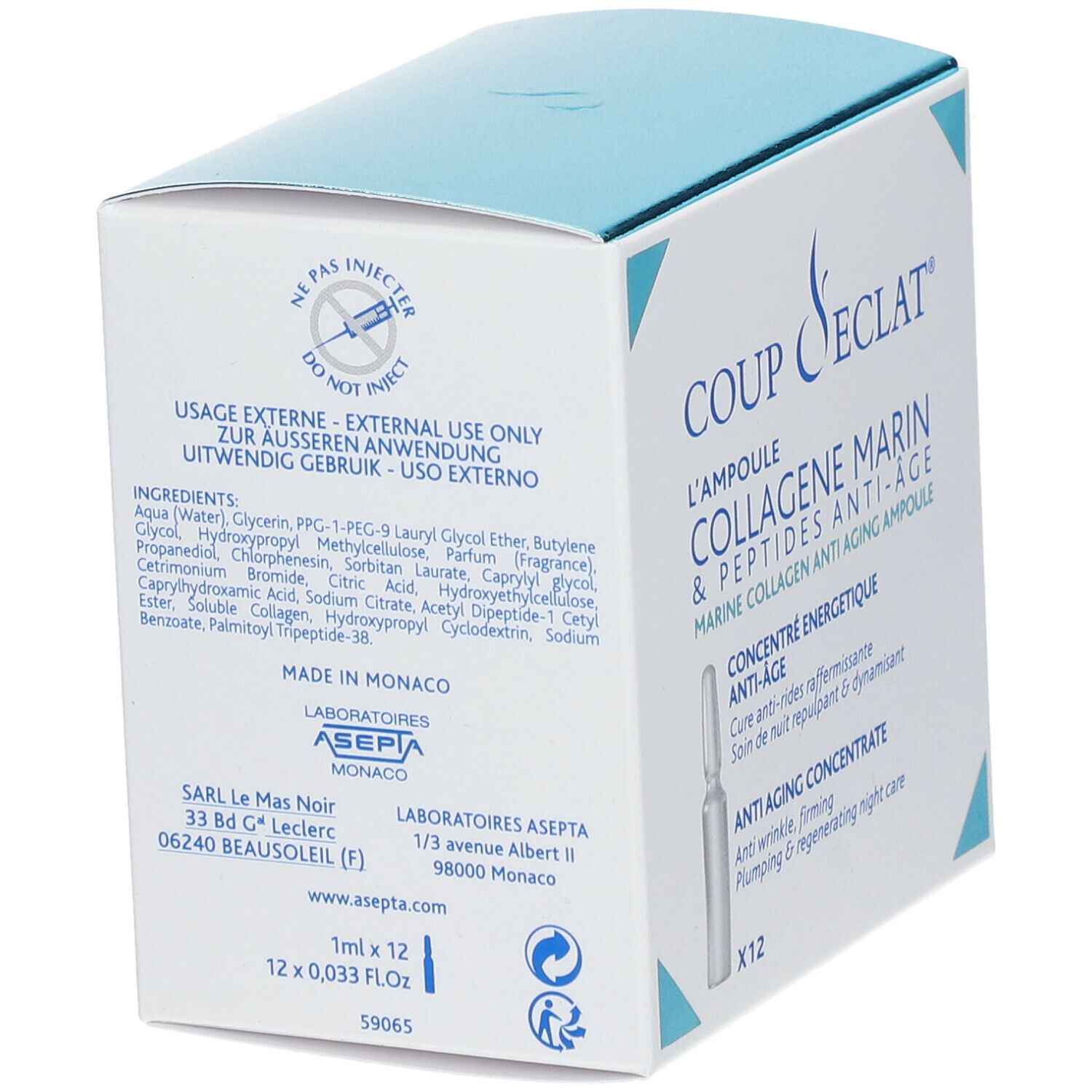 Coup d'Eclat® Concentré Energétique Anti-Âge Ampoules collagène marin