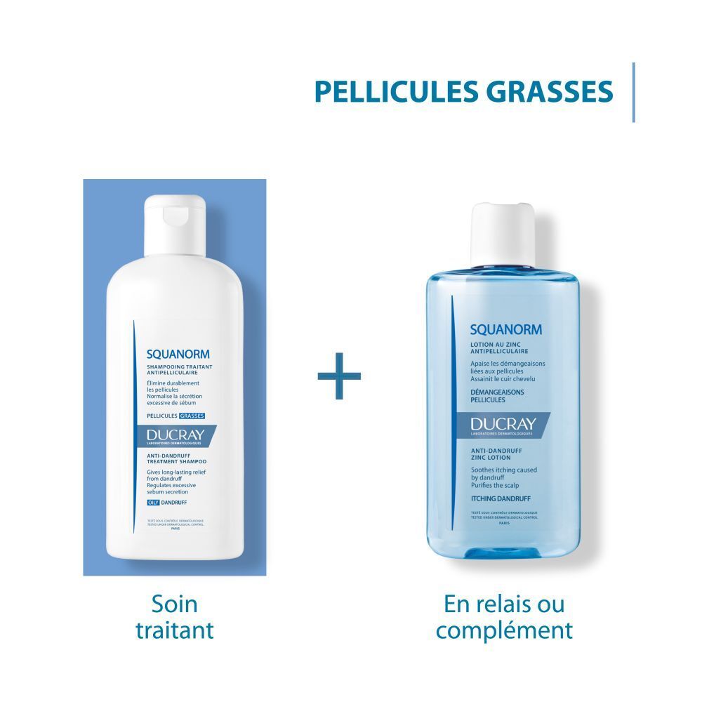 Ducray Squanorm Shampooing traitant antipelliculaire Pellicules grasses