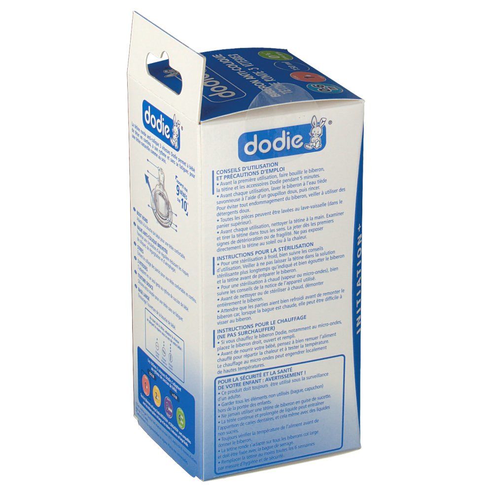 dodie® Initiation+ biberon 150 ml avec tétine débit 1 rouge